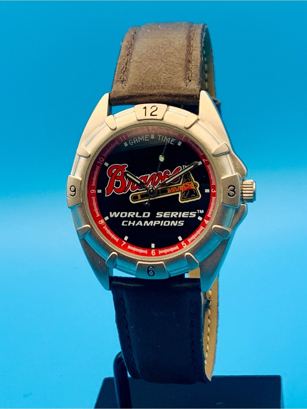 GAME TIME Men’s Vintage Watch BRAVES 1957 WORLD SERIES CHAMPIONS Works New Batt